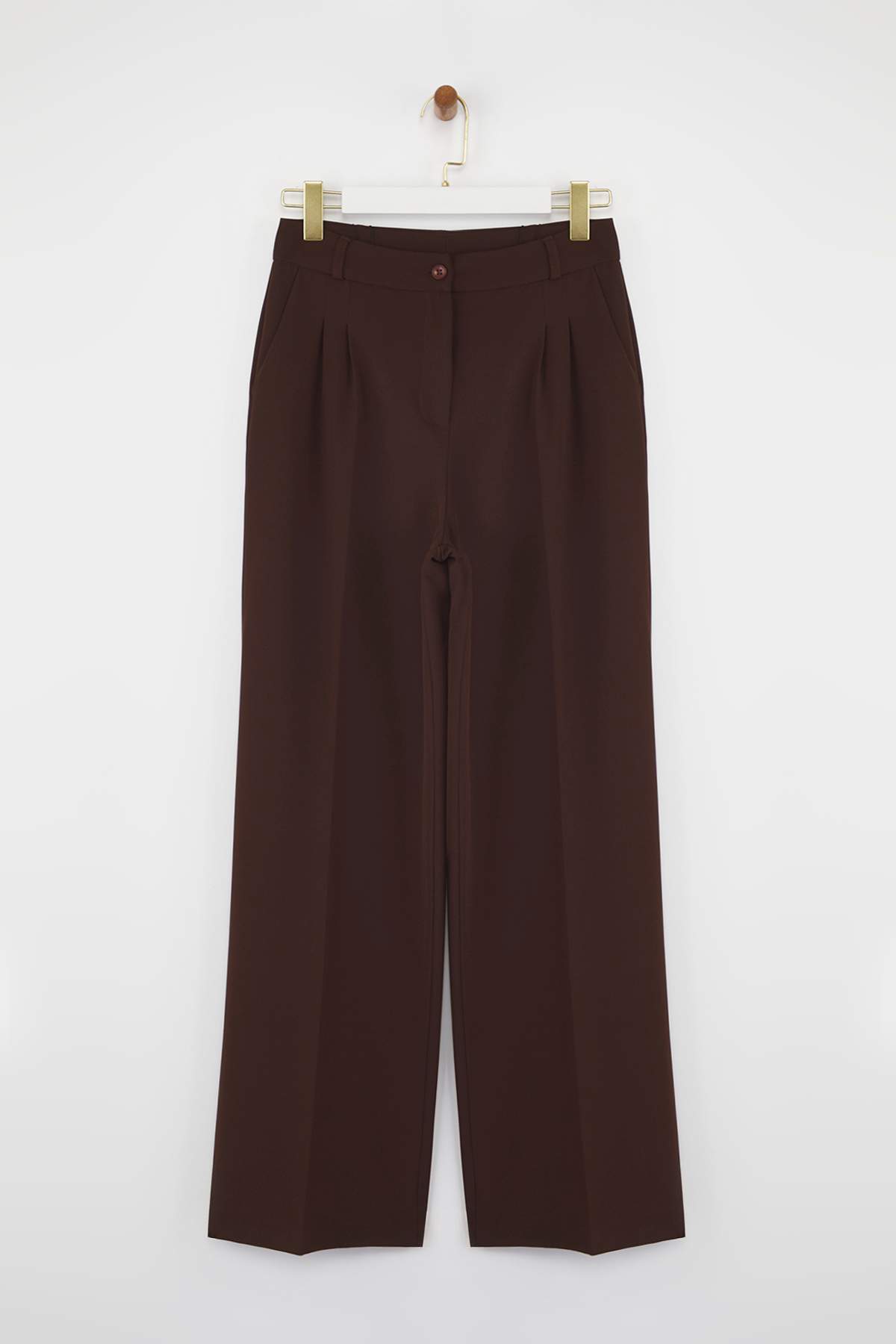 Trendyolmilla Siyah Pilili Wide Leg/Geniş Paça Dokuma Pantolon TWOAW25PL00109 Palazzo