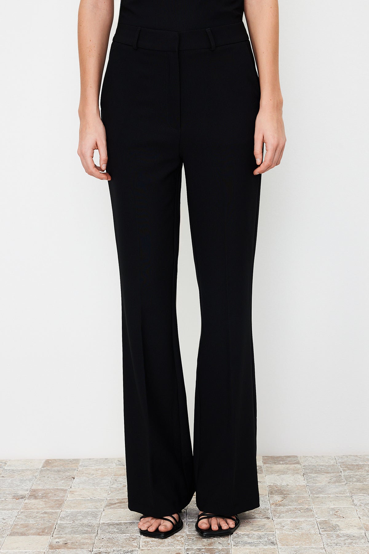 Siyah Bootcut/Çizme Paça Dokuma Pantolon TWOSS24PL00024