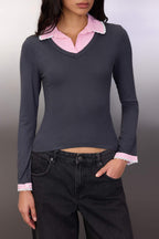 Trendyolmilla Kahverengi Ekose/Kareli Fitted/Vücuda Oturan Dokuma Detaylı Örme Bluz TWOAW26BZ00008