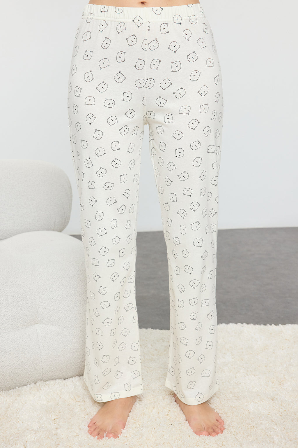Trendyolmilla Bordo %100 Pamuklu Ayıcıklı Örme Pijama Takımı THMAW25PT00131