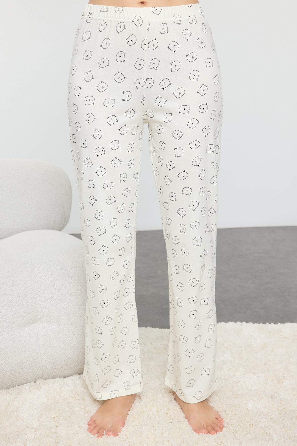 Trendyolmilla Bordo %100 Pamuklu Ayıcıklı Örme Pijama Takımı THMAW25PT00131