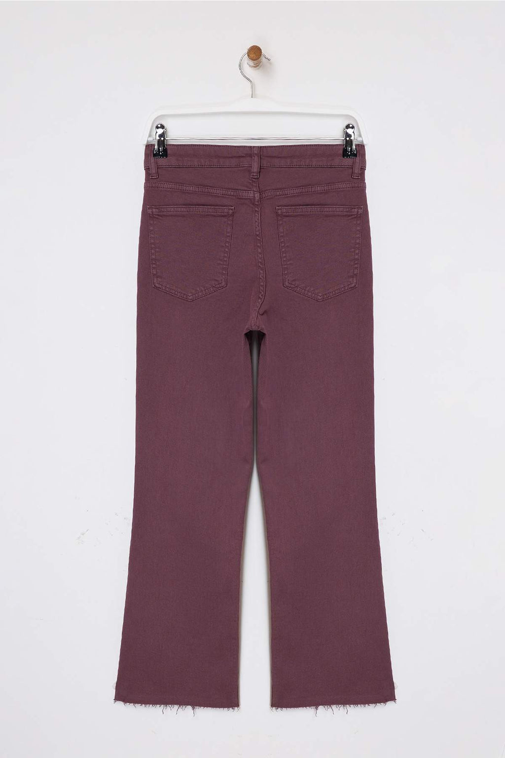 Trendyolmilla Vişne Paça Kesikli Yüksek Bel Orta Esnek Crop Flare Jeans TWOSS26JE00001