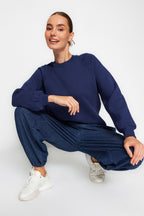 Trendyolmilla Lila Relaxed/Rahat Kalıp Basic Reglan Kol Bisiklet Yaka Örme Sweatshirt TWOAW24SW00104