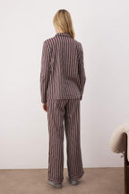 Trendyolmilla Pembe %100 Pamuklu Çizgili Gömlek-Pantolon Örme Pijama Takımı THMAW24PT00144