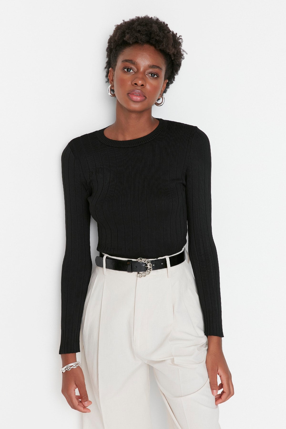Trendyolmilla Kahverengi Basic Bisiklet Yaka Triko Kazak TWOAW23KZ01249