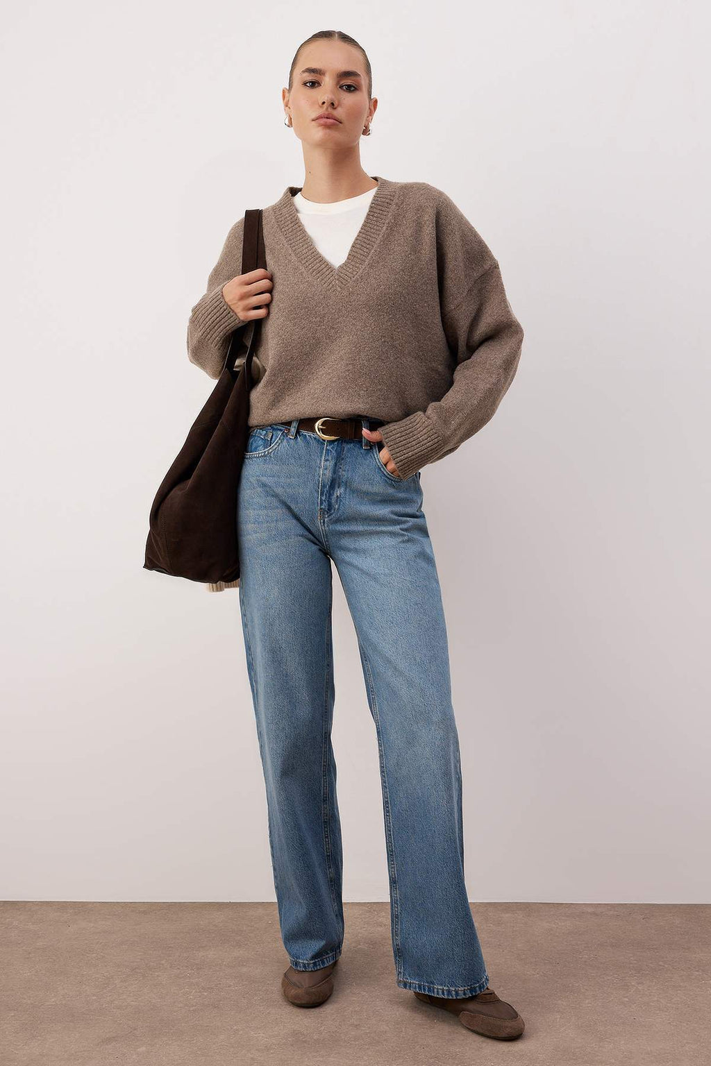 Trendyolmilla Lacivert  Yüksek Bel Wide Leg Jeans TWOAW24JE00089