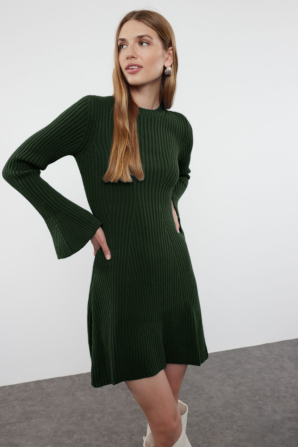 Trendyolmilla Siyah Mini Triko A-Line Formda Elbise TWOAW25EL00030