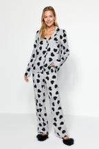 Trendyolmilla Gri Kalpli Viskon Dokuma Pijama Takımı THMAW21PT0936