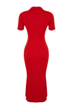 Trendyolmilla Kırmızı Midi Triko Polo Yaka Elbise TWOSS24EL00282