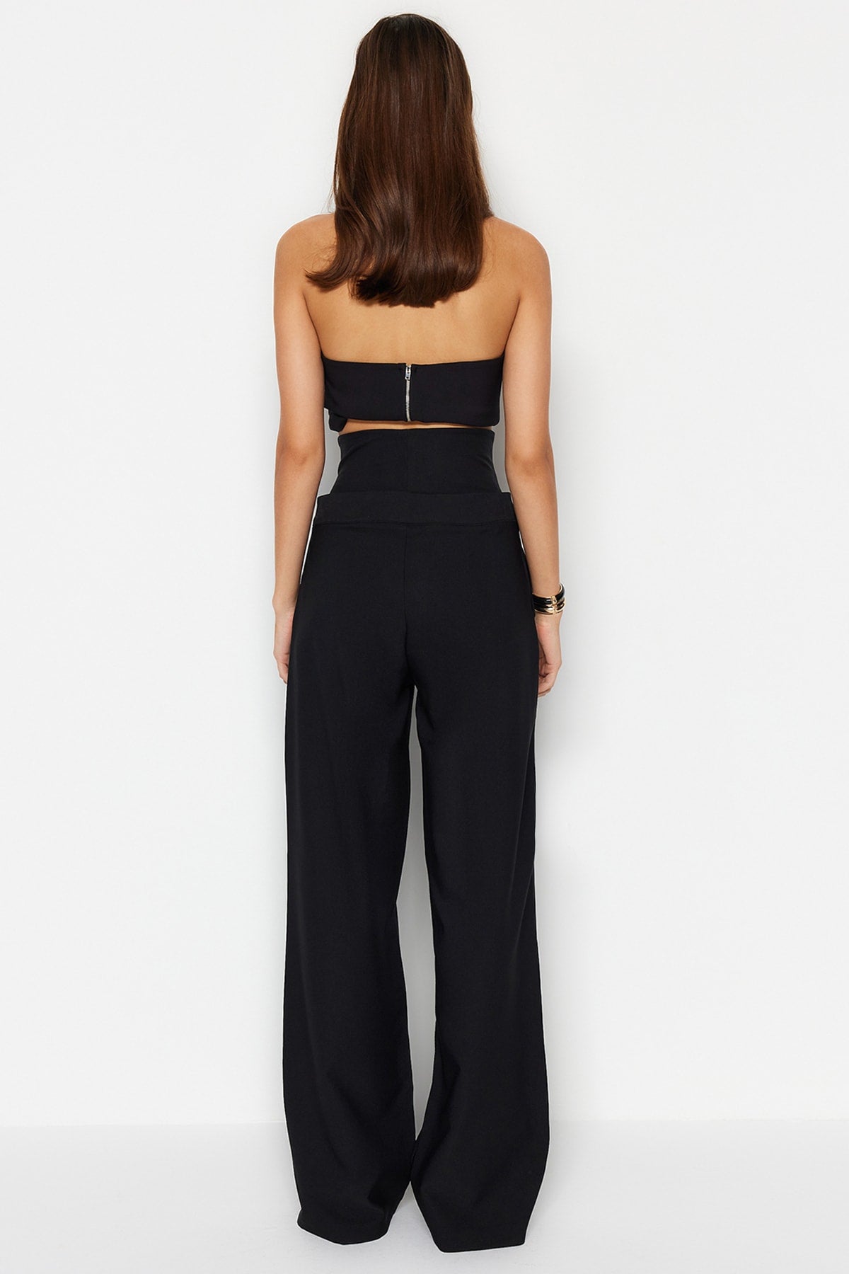 Trendyolmilla Ekru Korse Detaylı Dokuma Pantolon TPRSS23PL00033