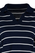 Lacivert Çizgili Polo Yaka Triko Kazak TWOAW22KZ0735
