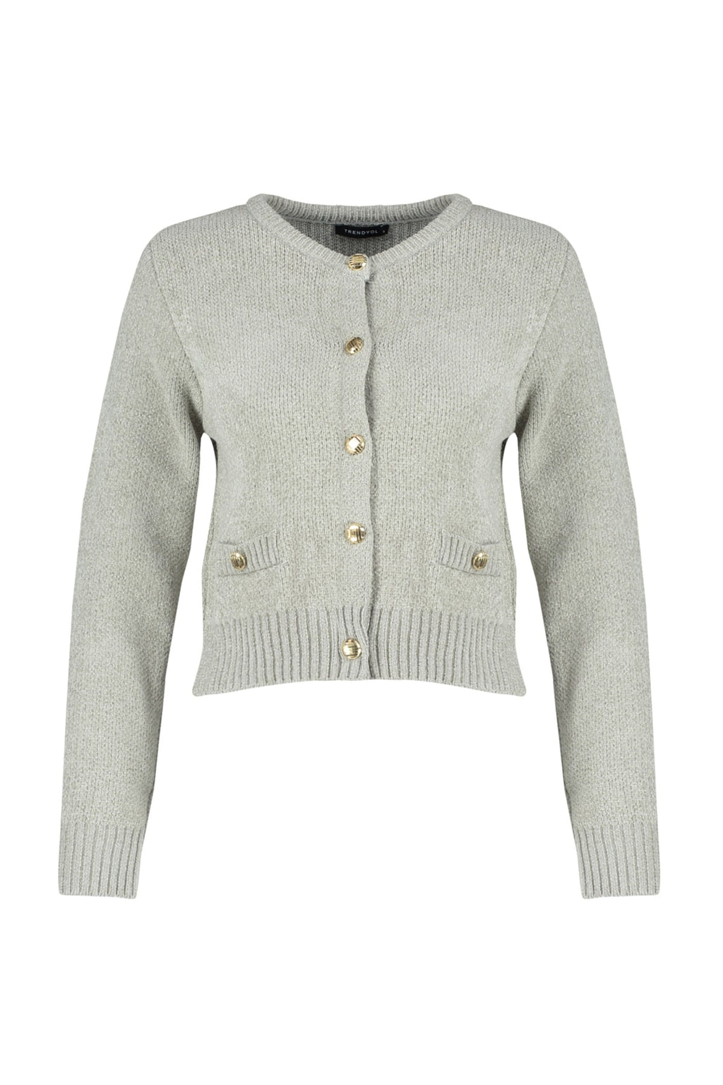 Trendyolmilla Gri Crop Premium İplik/Özel İplik Cep Detaylı Triko Hırka TWOAW24HI00051