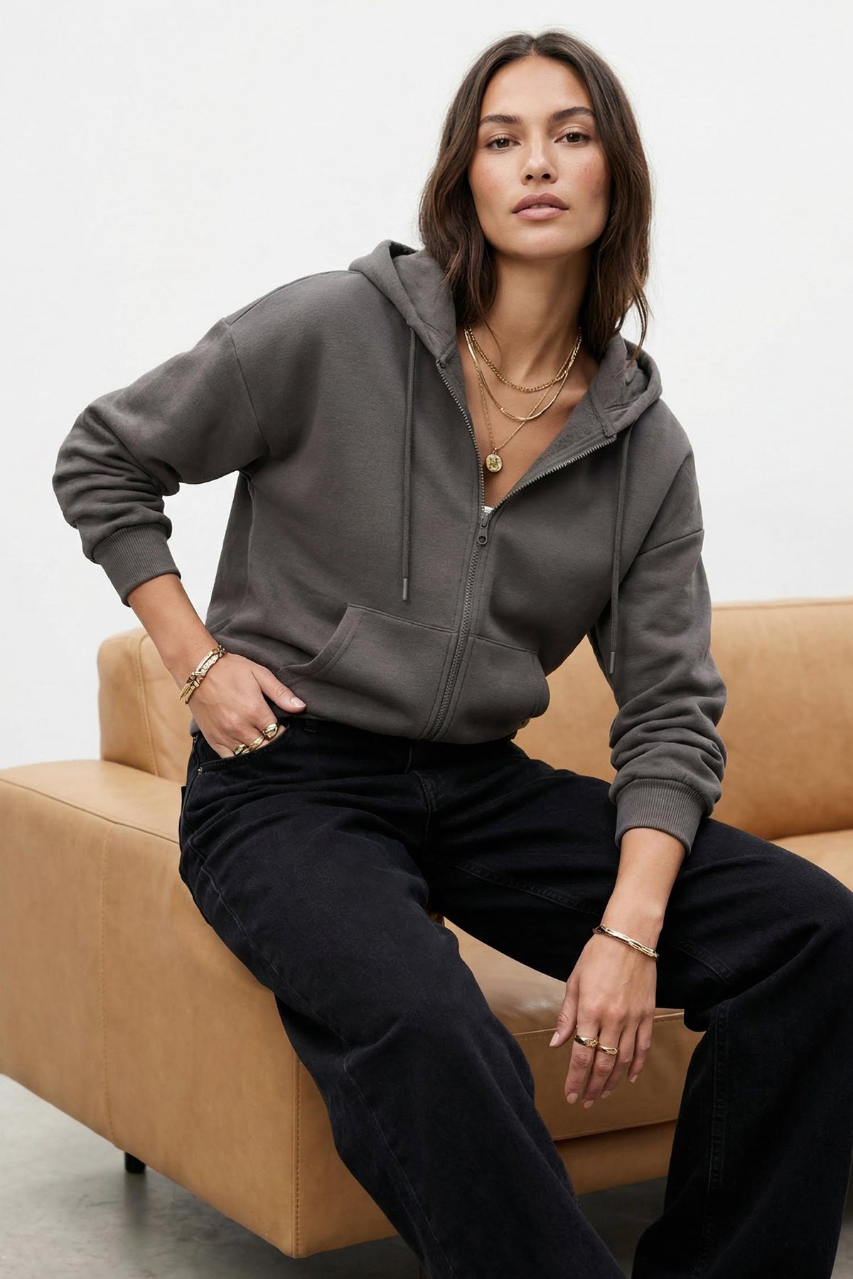 Trendyolmilla Bordo Oversize/Rahat Kesim Fermuarlı Kalın İçi Polarlı Örme Sweatshirt TWOAW24SW00188