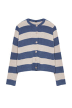 Trendyolmilla Indigo Çizgili Basic Ceket Görünümlü Triko Hırka TWOAW24HI00091