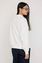 Ekru Oversize/Geniş Kalıp Patlı Polo Yaka Kalın Örme Sweatshirt TWOAW26SW00008