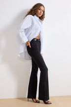 Trendyolmilla More Sustainable Koyu Mavi Yüksek Bel Orta Esnek Flare İspanyol Paça Jeans TWOSS23JE00063