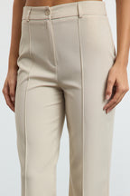 Trendyolmilla Vizon Straight/Düz Kesim Yüksek Bel Nervür Dikişli Dokuma Pantolon TWOSS21PL0093