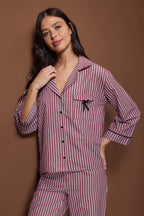 Trendyolmilla Mavi Çizgili Poplin Dokuma Pijama Takımı THMAW26PT00101