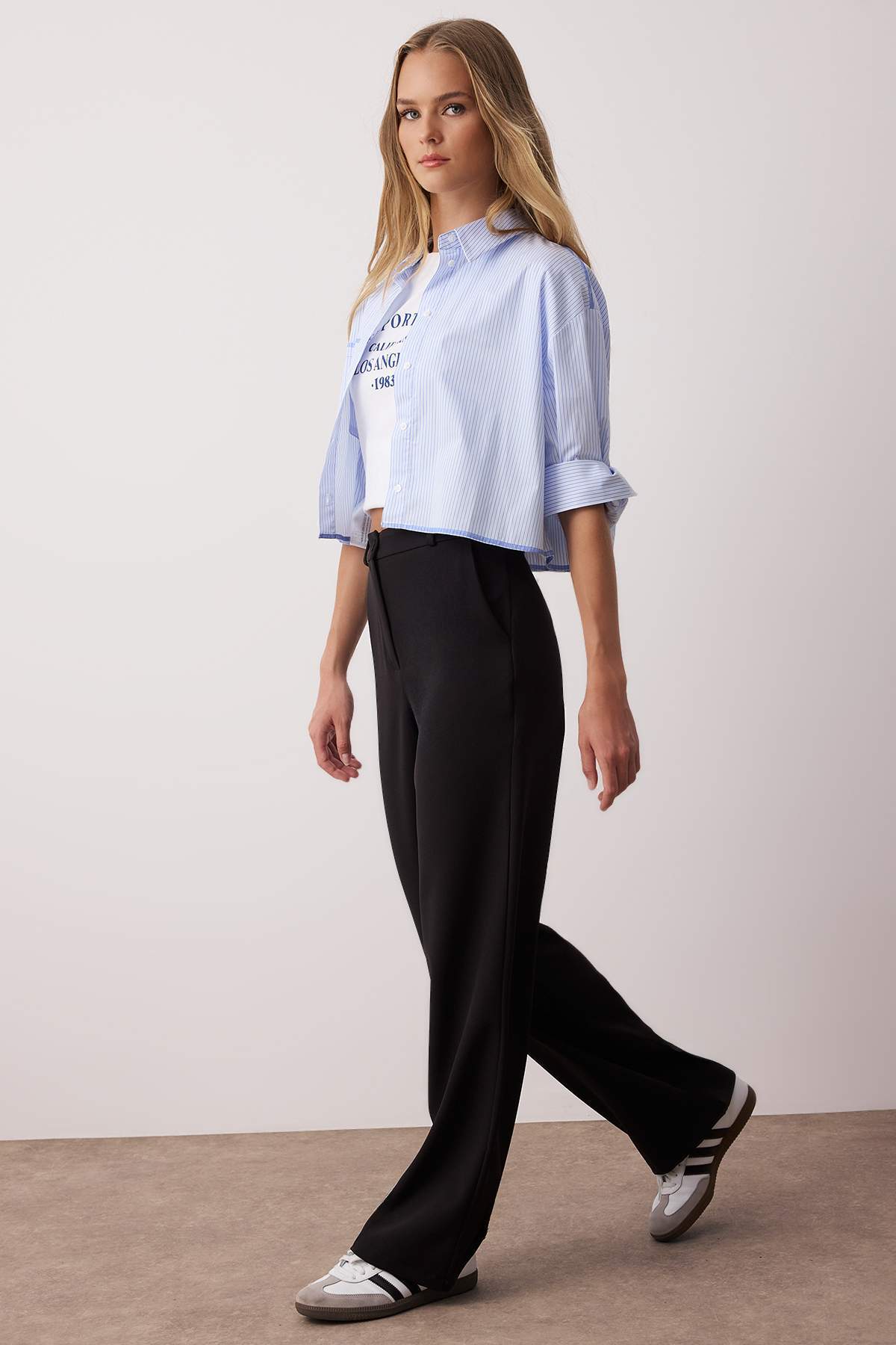 Trendyolmilla Beyaz  Wide Leg/Geniş Paça Bootcut Dokuma Kumaş Pantolon TWOAW21PL0332