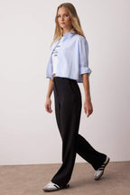 Trendyolmilla Siyah Wide Leg/Geniş Paça Bootcut Dokuma Kumaş Pantolon TWOAW21PL0332