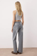 Trendyolmilla Koyu Mavi Yüksek Bel Comfort Paçası Kesikli Wide Leg Palazzo Jeans TWOAW26JE00081