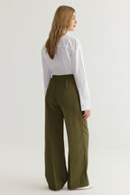 Trendyolmilla Bej Yumuşak Tuşeli Wide Leg/Geniş Paça Dokuma Pantolon TWOSS25PL00004