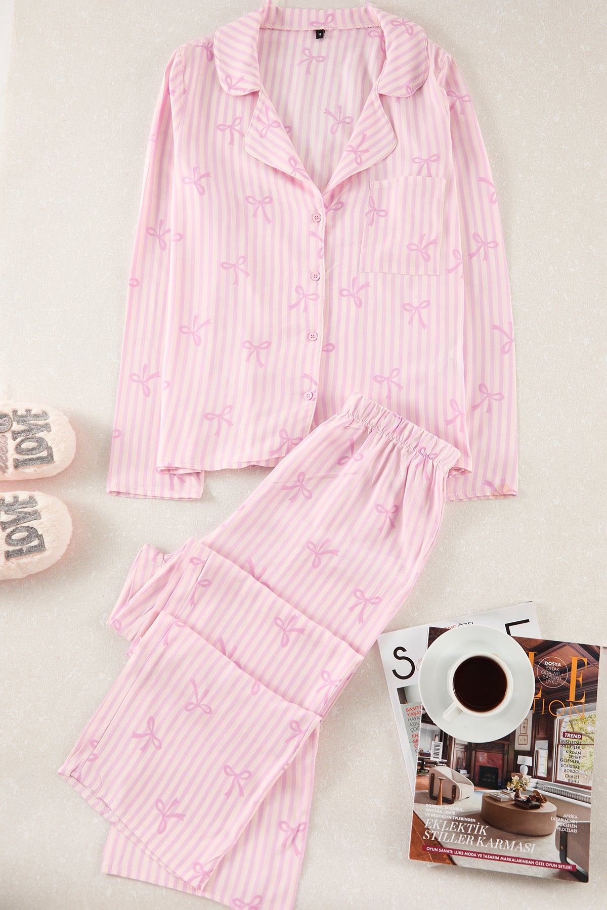 Trendyolmilla Gri Kalpli Viskon Dokuma Pijama Takımı THMAW21PT0936