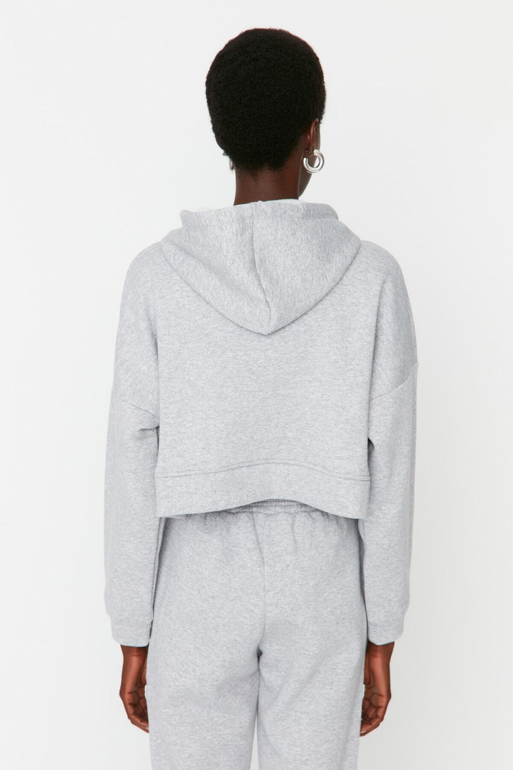 Trendyolmilla Açık Sarı Fermuarlı Kapüşonlu Rahat Kesim Crop Kalın İçi Polarlı Örme Sweatshirt TWOAW20SW0660