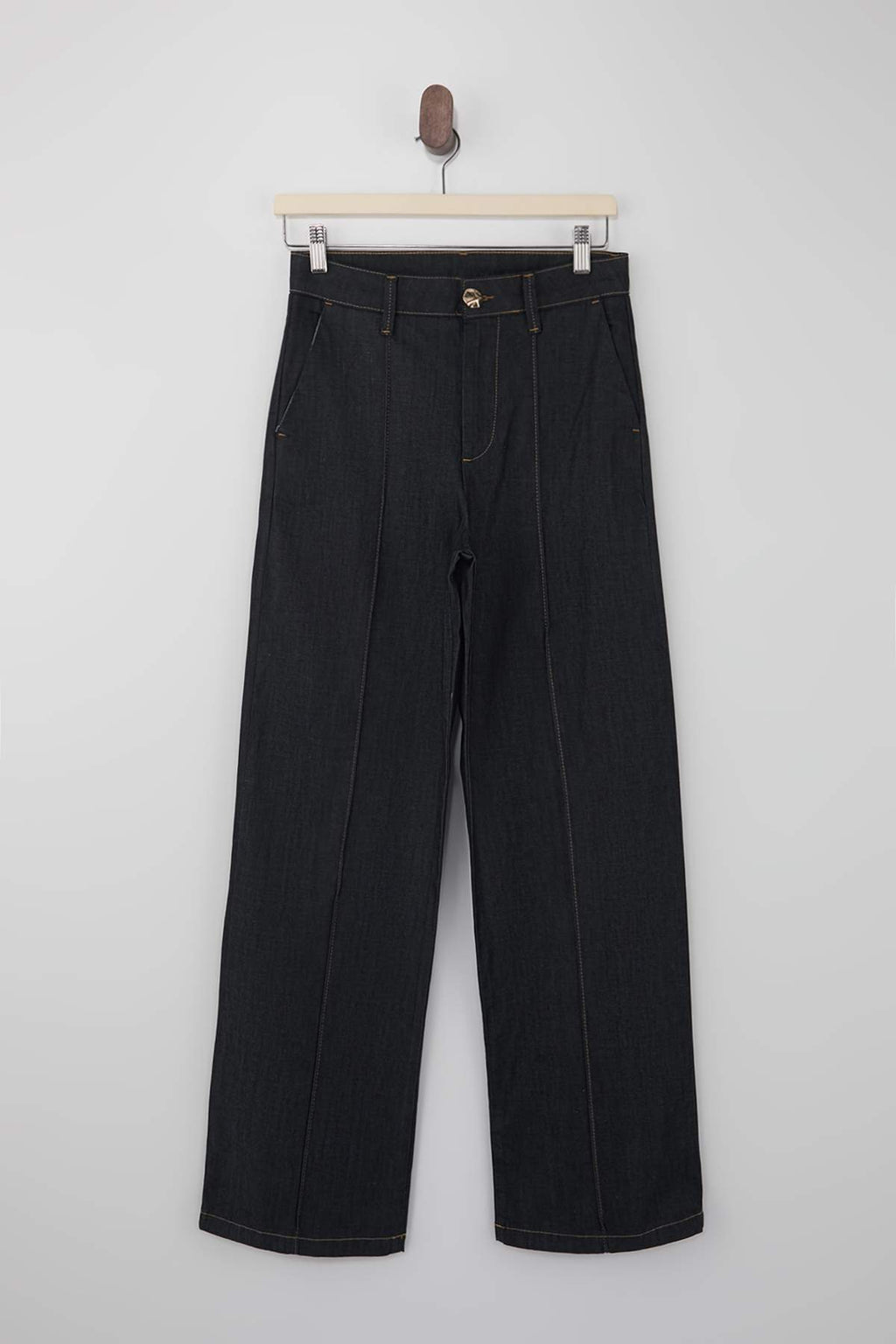Koyu Mavi Dikiş Detaylı Yüksek Bel Ekstra Esnek Wide Leg Jeans TWOSS26JE00053