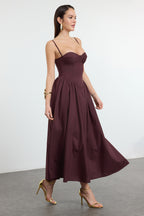Trendyolmilla Açık Mavi A-Kesim Poplin Dokuma Midi Elbise TPRSS24EL00294