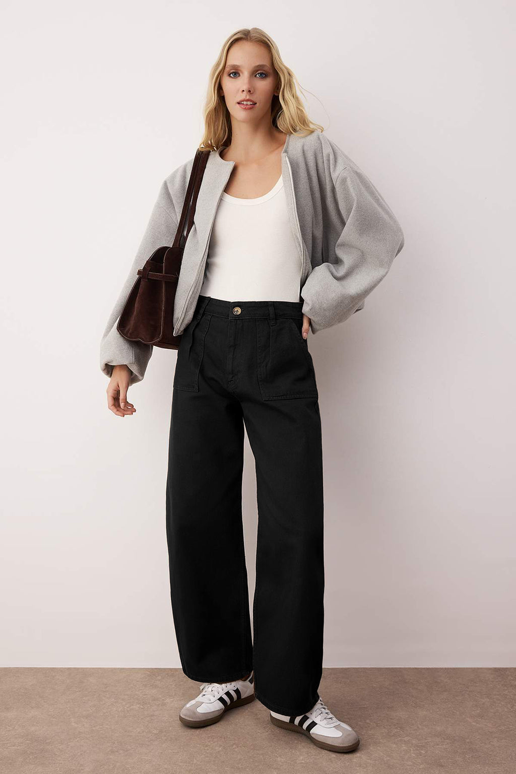 Trendyolmilla Haki Barrel Kalıp %100 Pamuk Gabardin Pantolon TWOAW26PL00084