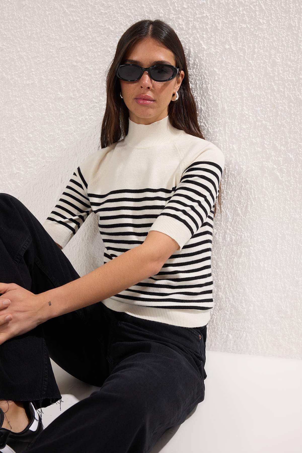 Trendyolmilla Bordo Merserize Görünümlü Premium İplik/Özel İplik Basic İnce Triko Bluz TWOAW24BZ00005