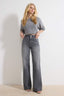 Gri Trok Detaylı Normal Bel %100 Pamuk Wide Leg Jeans TWOSS26JE00051