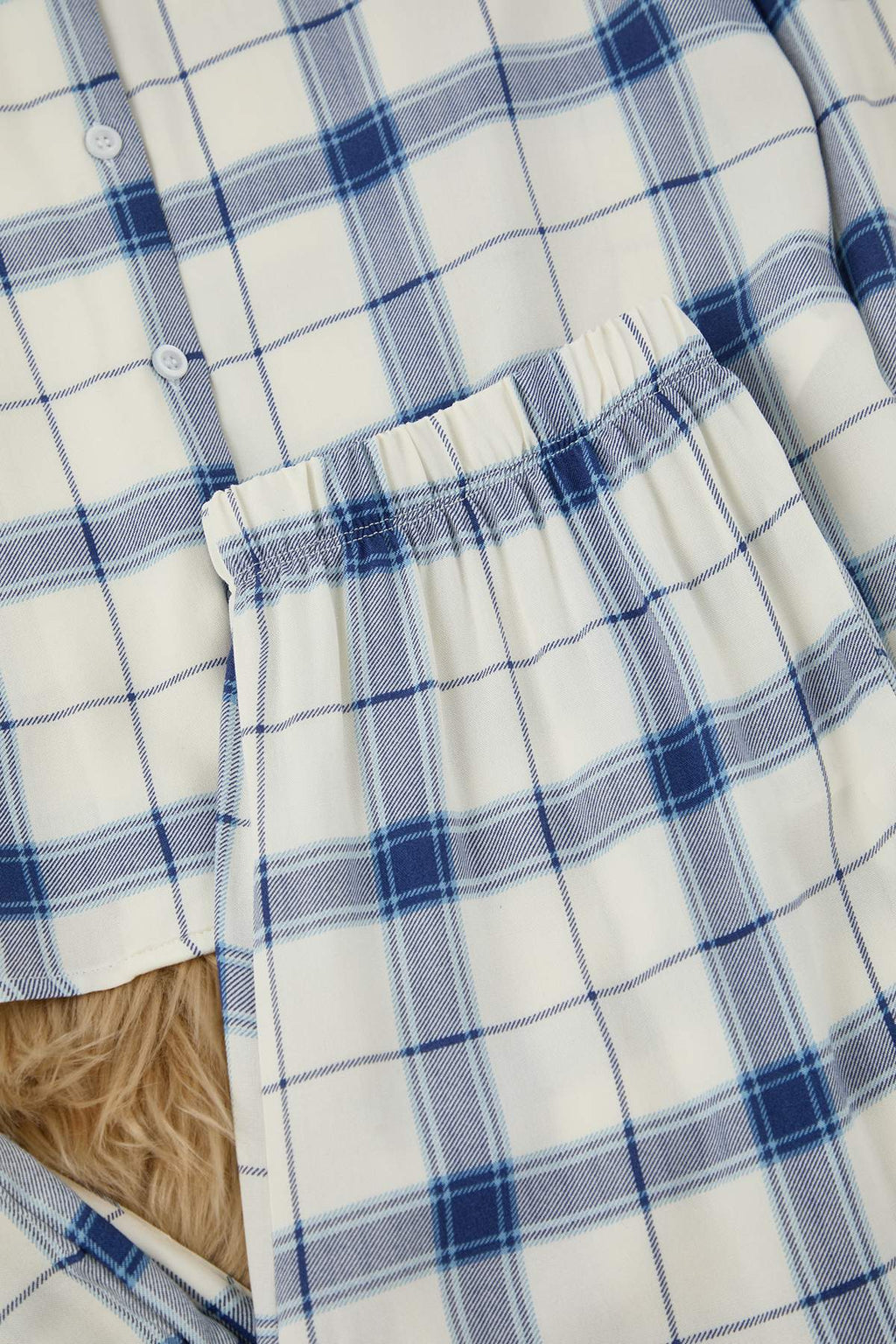 Trendyolmilla Mavi Ekoseli Viskon Dokuma Pijama Takımı THMAW26PT00066