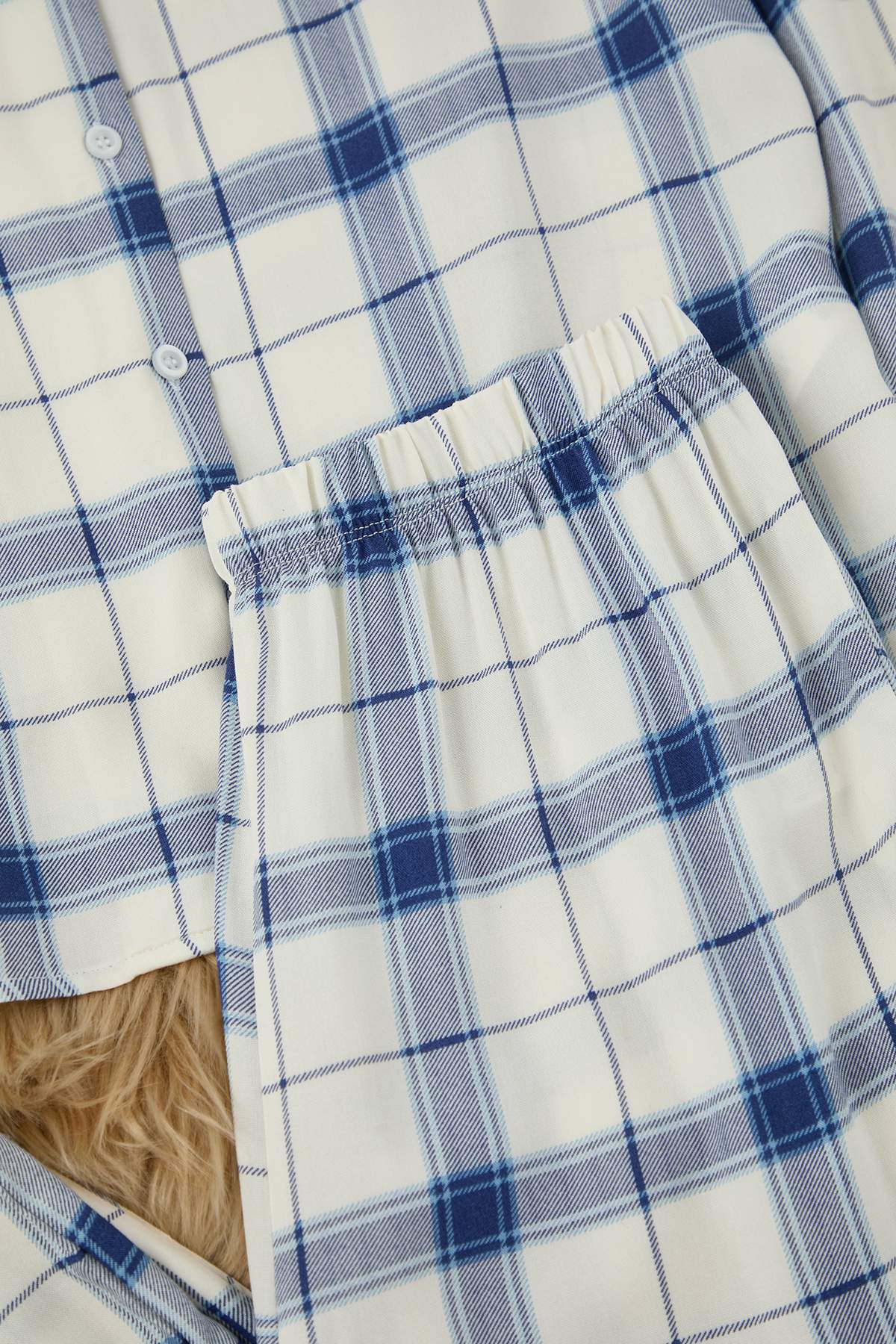 Trendyolmilla Mavi Ekoseli Viskon Dokuma Pijama Takımı THMAW26PT00066