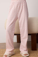 Trendyolmilla Kırmızı Pamuklu Kalpli Slogan Baskılı Uyku Bantlı Örme Pijama Takımı THMAW25PT00223