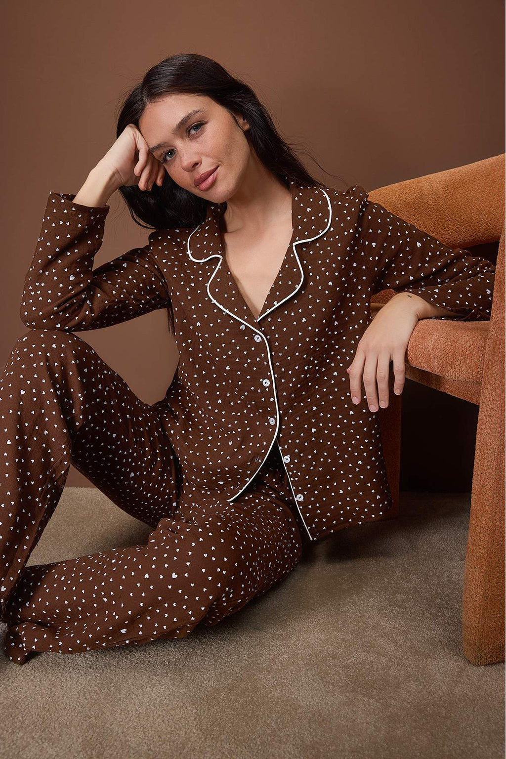 Trendyolmilla Ekru %100 Pamuklu Kalpli Müslin Kumaş Dokuma Pijama Takımı THMAW26PT00110