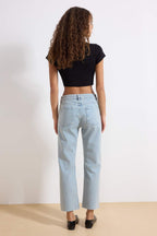 Trendyolmilla Haki Paçası Kesikli Yüksek Bel Straight Jeans TWOAW25JE00307