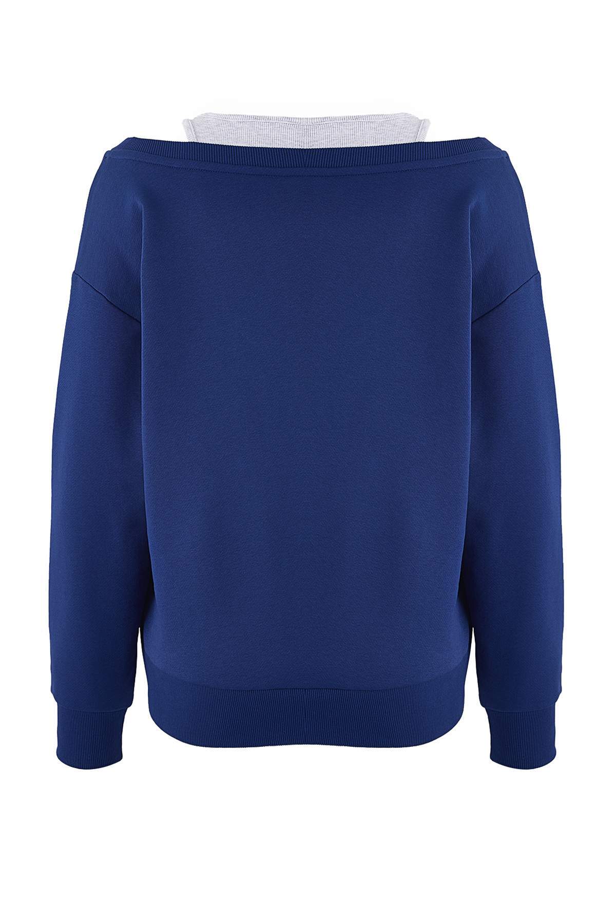 Trendyolmilla Teen Lacivert 2'li Düşük Omuzlu Örme Sweatshirt TWOAW26SW00149