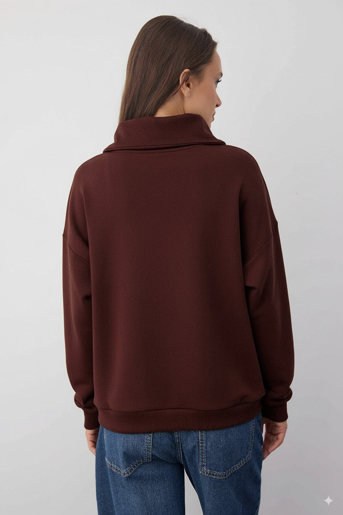 Trendyolmilla Wardrobe Essentials – Kahverengi Polo Yaka Örme Sweatshirt | TWOAW26SW00041