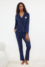 Trendyolmilla Bordo %100 Pamuklu Penguen Baskılı Örme Pijama Takımı THMAW23PT00151