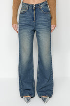 Mavi More Sustainable Soluk Efekt Vintage Fermuar Detaylı Yüksek Bel Wide Leg Jeans TWOAW24JE00315