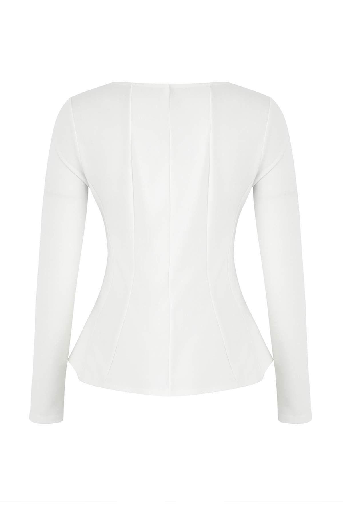 Trendyolmilla Siyah Kayık Yaka Peplum/Belden Oturmalı Regular Boy Örme Bluz TWOAW26BZ00166