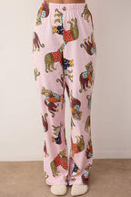 Pembe %100 Pamuklu Kaplan Baskılı Örme Pijama Takımı THMAW26PT00202