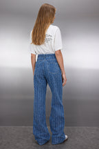 Mavi Dokulu Yüksek Bel Wide Leg Geniş Paça %100 Pamuk Non-Stretch Jeans TWOSS25JE00043