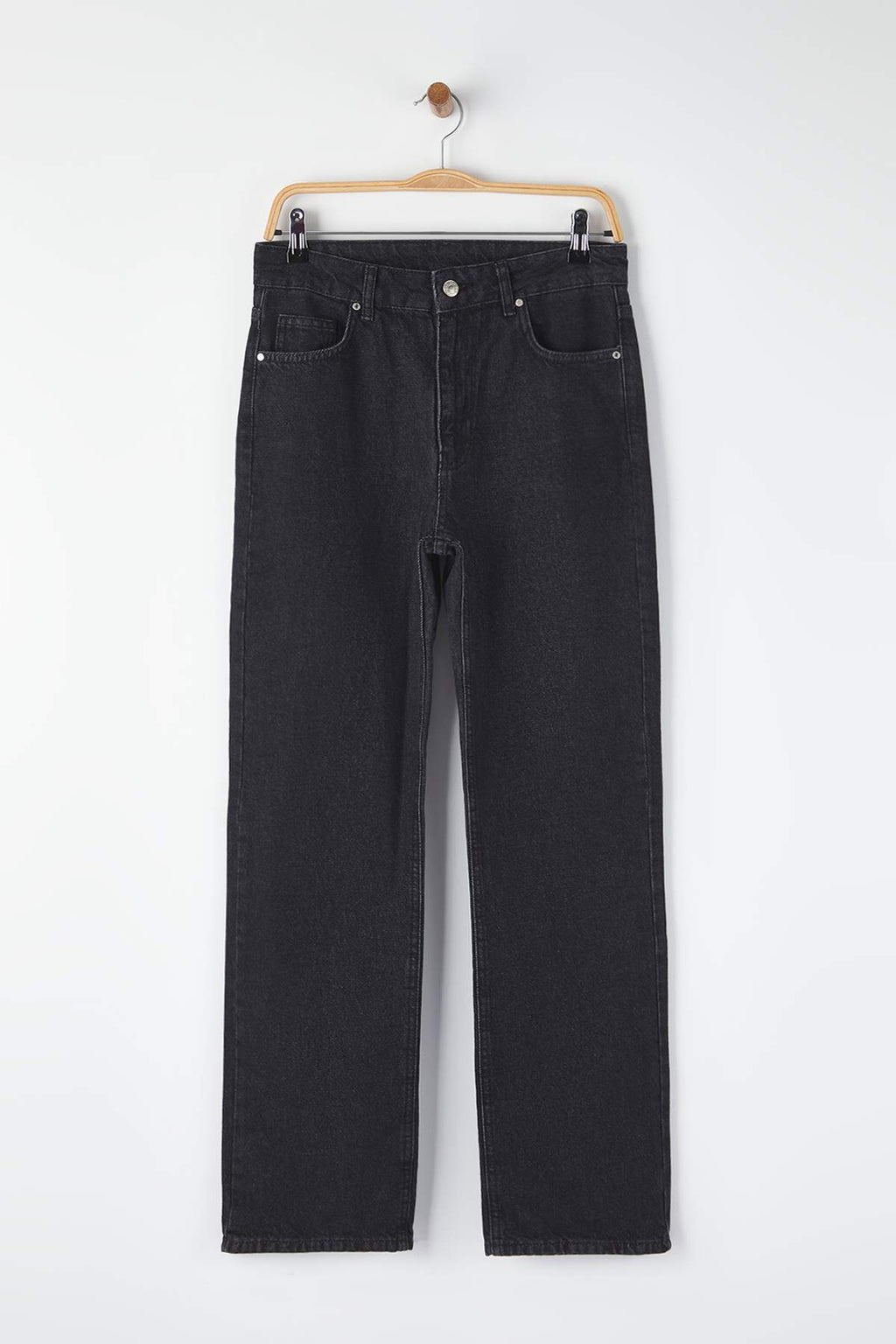 Trendyolmilla Siyah Yüksek Bel Straight Smoke Jeans TWOAW26JE00158