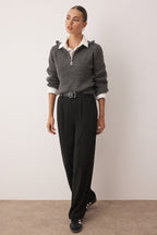 Trendyolmilla Siyah Palazzo/Extra Geniş Paça Dokuma Kumaş Pantolon TWOSS23PL00062