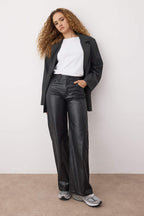 Siyah Kaplama Yüksek Bel Wide Leg Jeans TWOAW26JE00156