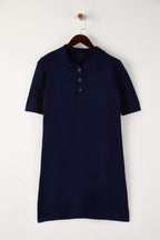 Trendyolmilla Siyah Renk Bloklu Kısa / Mini Polo Yaka Triko Elbise TWOAW26EL00105
