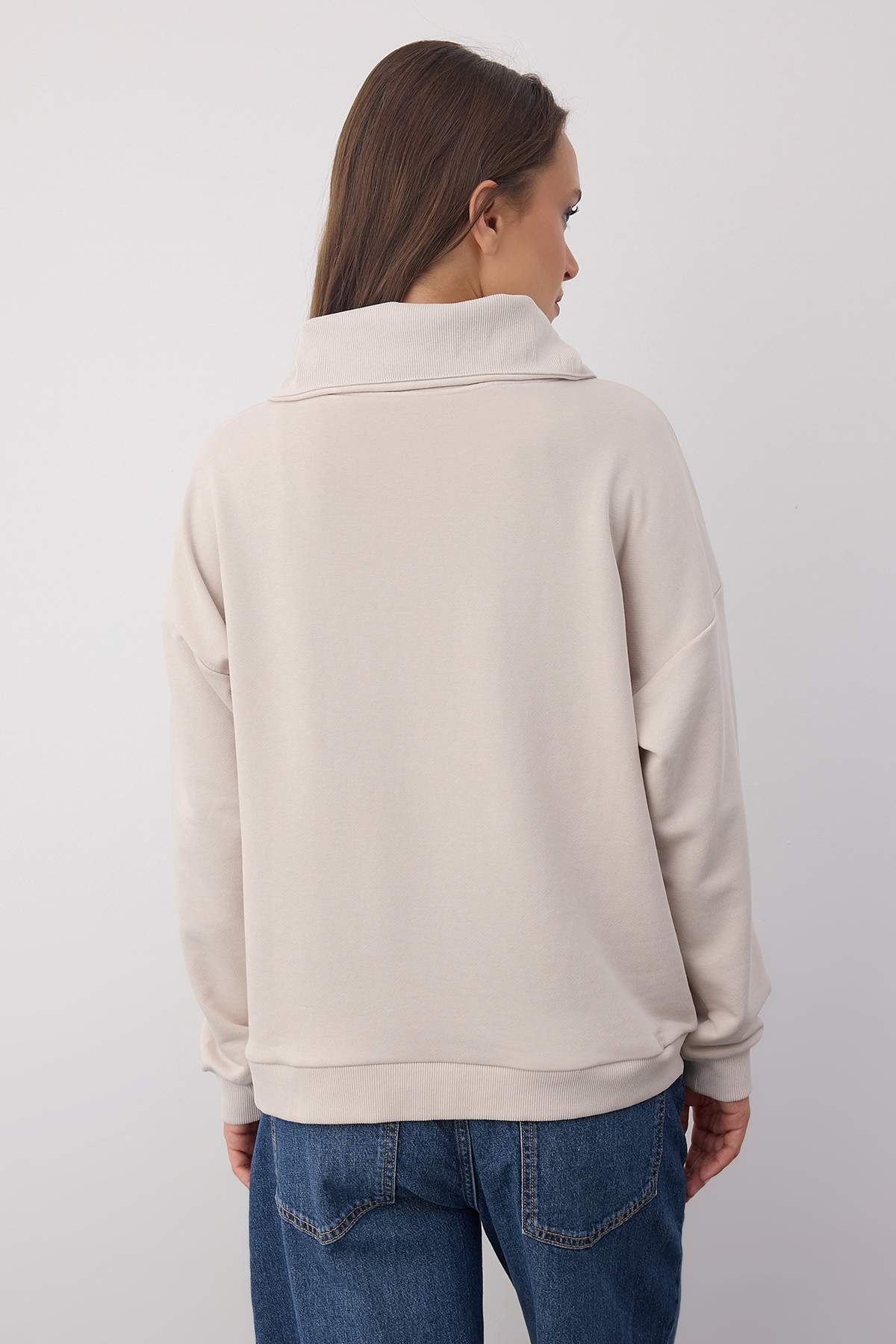 Trendyolmilla Wardrobe Essentials – Kahverengi Polo Yaka Örme Sweatshirt | TWOAW26SW00041